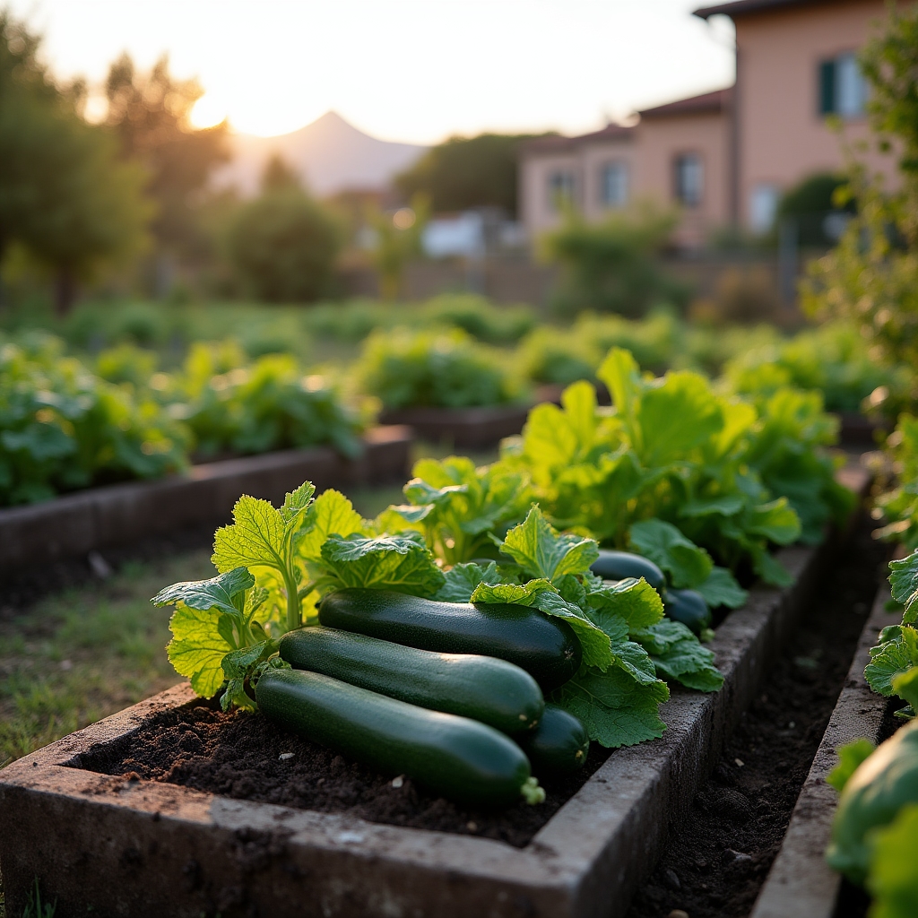Parcella coltivata con ortaggi in un giardino comunitario nella periferia di Catania